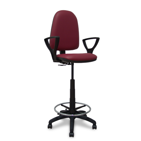 Taburete de oficina Piqueras y Crespo Ayna Similpiel - Brazos - Ref. fabricante T04CPSP933B8RN - Granate