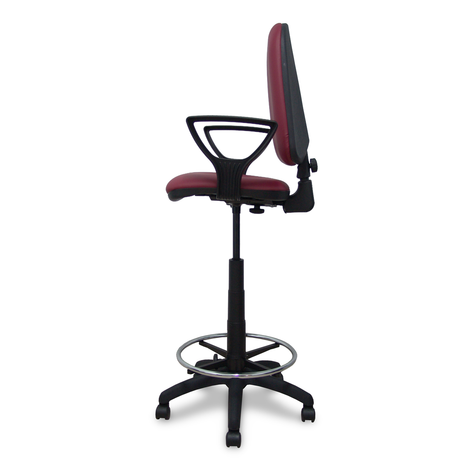 Taburete de oficina Piqueras y Crespo Ayna Similpiel - Brazos - Ref. fabricante T04CPSP933B8RN - Granate