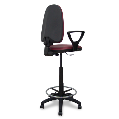 Taburete de oficina Piqueras y Crespo Ayna Similpiel - Brazos - Ref. fabricante T04CPSP933B8RN - Granate