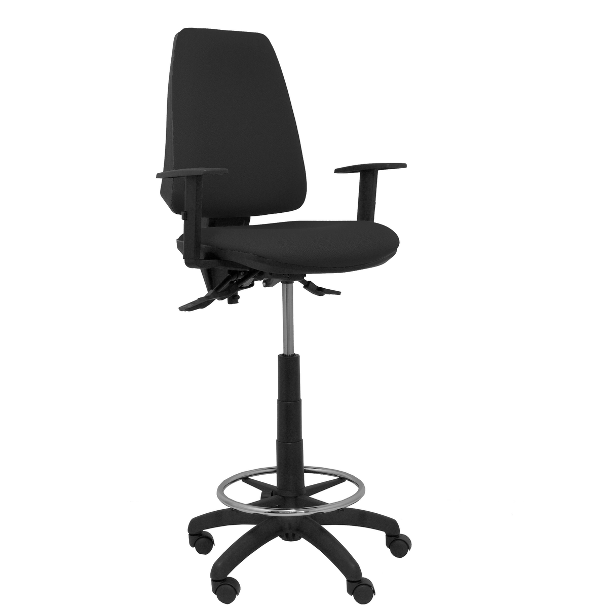 Taburete de oficina Piqueras y Crespo Elche S Bali + Polipropileno - Brazos regulables - Negro