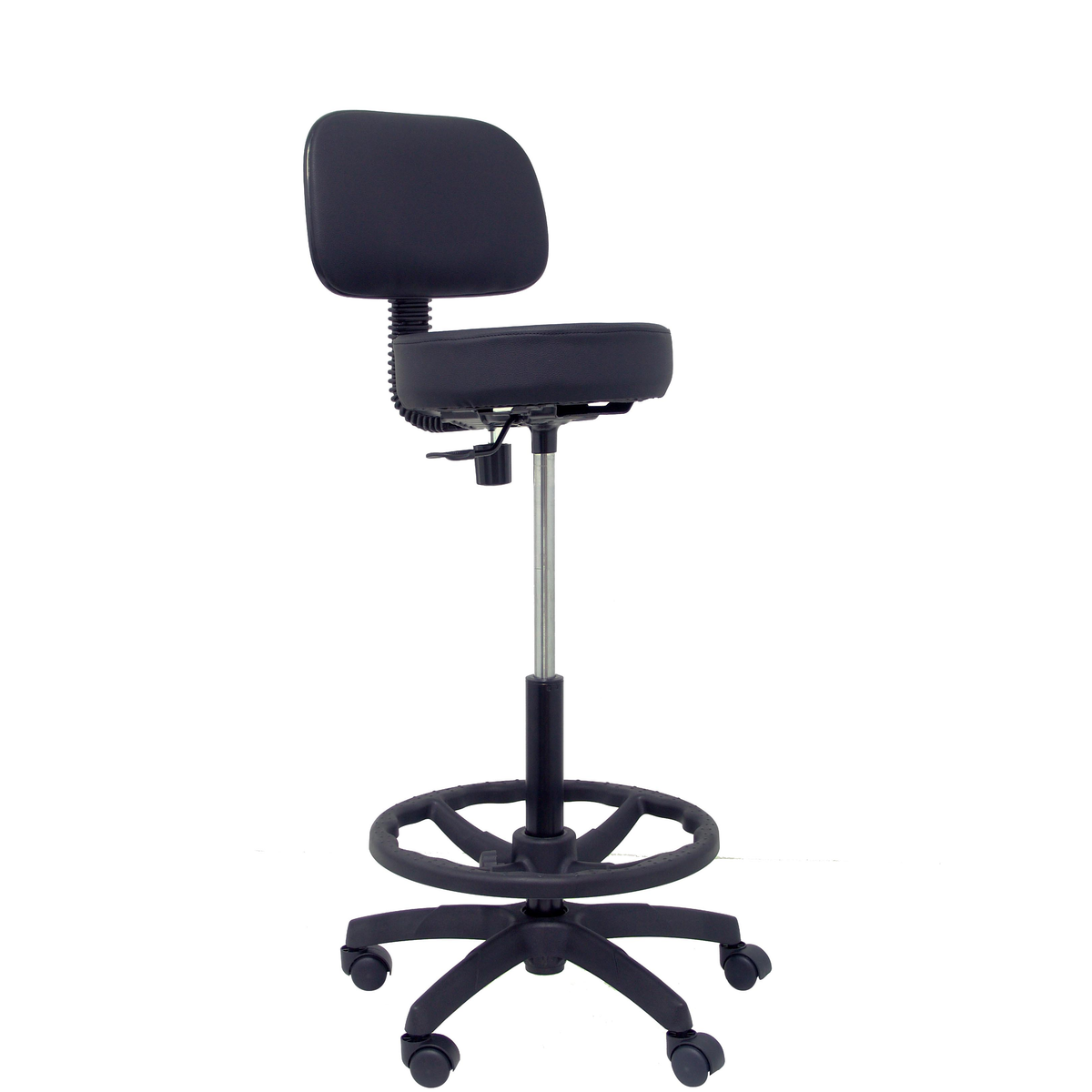 Taburete de oficina Piqueras y Crespo Llanos Similpiel - Negro