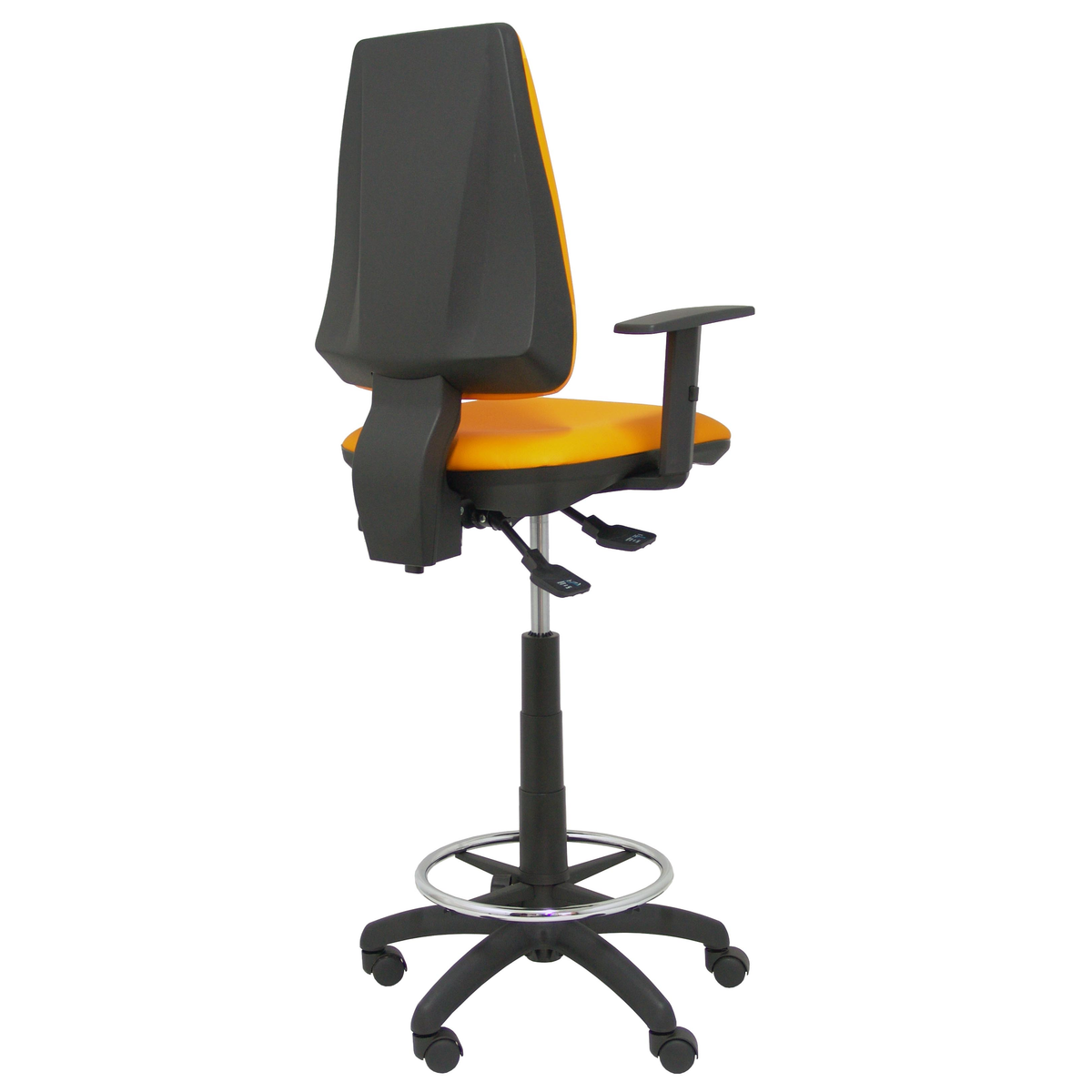 Taburete de oficina Piqueras y Crespo Taburete Elche S Similpiel - Brazos regulables - Naranja