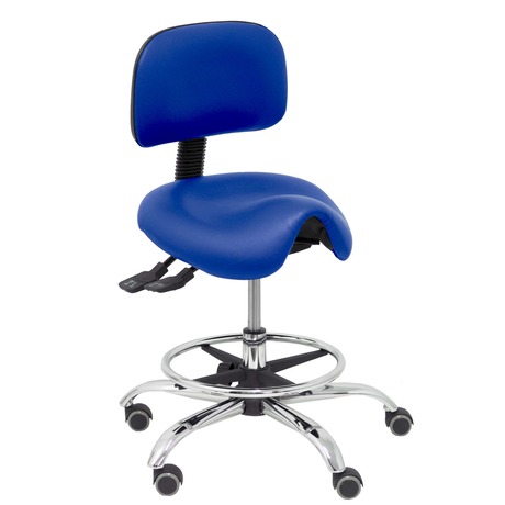 Taburete de oficina Piqueras y Crespo Zarza Similpiel - Ref. fabricante T19ASSP100CRRP - Azul