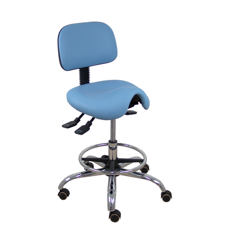 Taburete de oficina Piqueras y Crespo Zarza Similpiel - Ref. fabricante T19ASSP100CRRP - Azul Claro