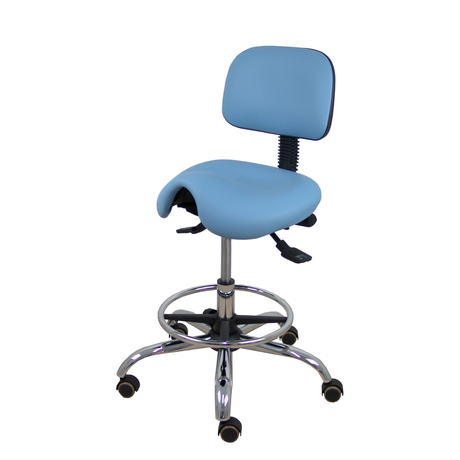 Taburete de oficina Piqueras y Crespo Zarza Similpiel - Ref. fabricante T19ASSP100CRRP - Azul Claro