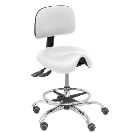Taburete de oficina Piqueras y Crespo Zarza Similpiel - Ref. fabricante T19ASSP100CRRP - Blanco