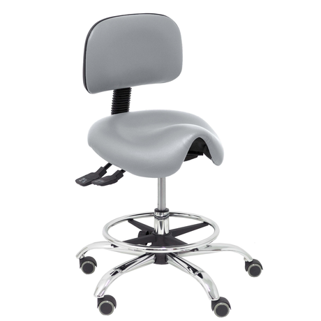 Taburete de oficina Piqueras y Crespo Zarza Similpiel - Ref. fabricante T19ASSP100CRRP - Gris Claro