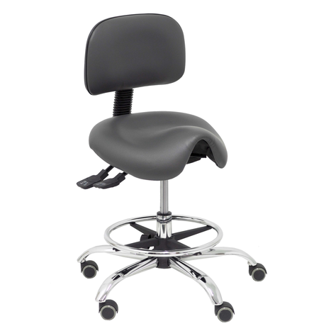 Taburete de oficina Piqueras y Crespo Zarza Similpiel - Ref. fabricante T19ASSP100CRRP - Gris Oscuro