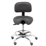 Taburete de oficina Piqueras y Crespo Zarza Similpiel - Ref. fabricante T19ASSP100CRRP - Gris Oscuro