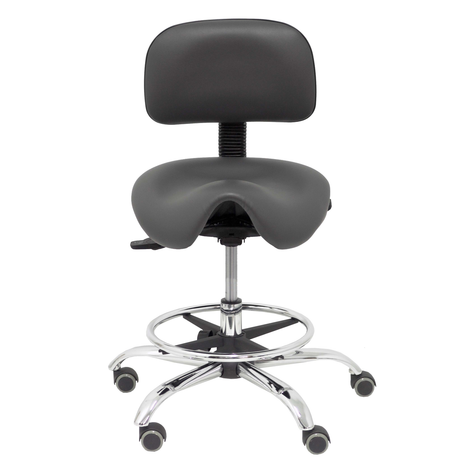 Taburete de oficina Piqueras y Crespo Zarza Similpiel - Ref. fabricante T19ASSP100CRRP - Gris Oscuro