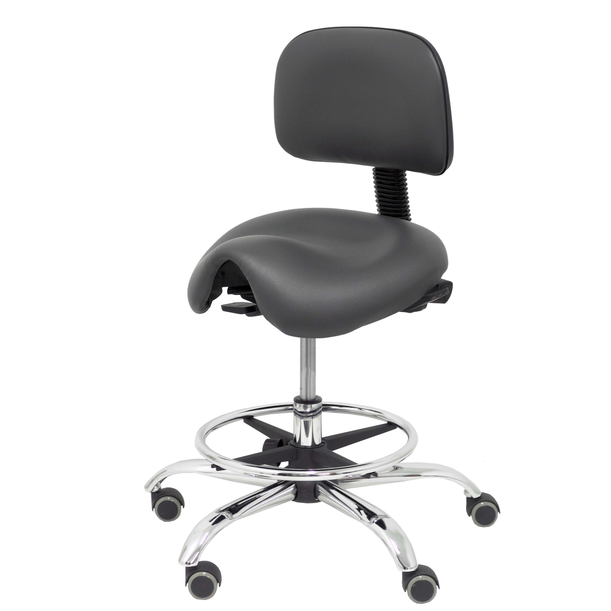 Taburete de oficina Piqueras y Crespo Zarza Similpiel - Ref. fabricante T19ASSP100CRRP - Gris Oscuro