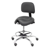 Taburete de oficina Piqueras y Crespo Zarza Similpiel - Ref. fabricante T19ASSP100CRRP - Gris Oscuro