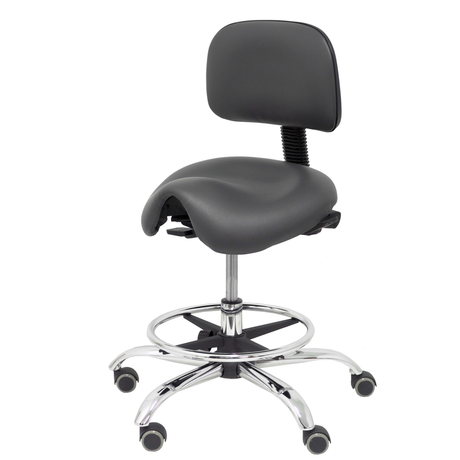 Taburete de oficina Piqueras y Crespo Zarza Similpiel - Ref. fabricante T19ASSP100CRRP - Gris Oscuro