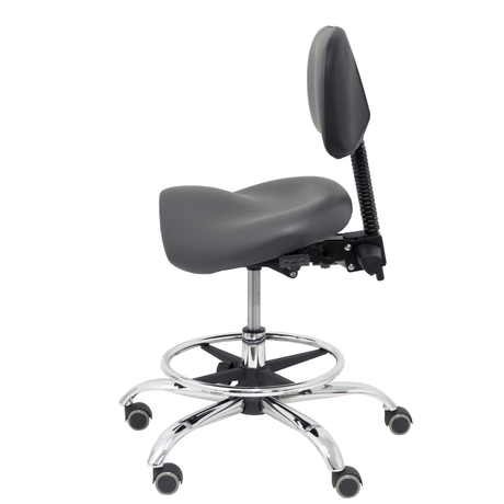 Taburete de oficina Piqueras y Crespo Zarza Similpiel - Ref. fabricante T19ASSP100CRRP - Gris Oscuro