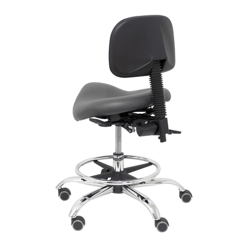 Taburete de oficina Piqueras y Crespo Zarza Similpiel - Ref. fabricante T19ASSP100CRRP - Gris Oscuro