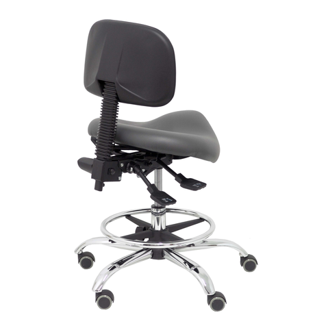 Taburete de oficina Piqueras y Crespo Zarza Similpiel - Ref. fabricante T19ASSP100CRRP - Gris Oscuro