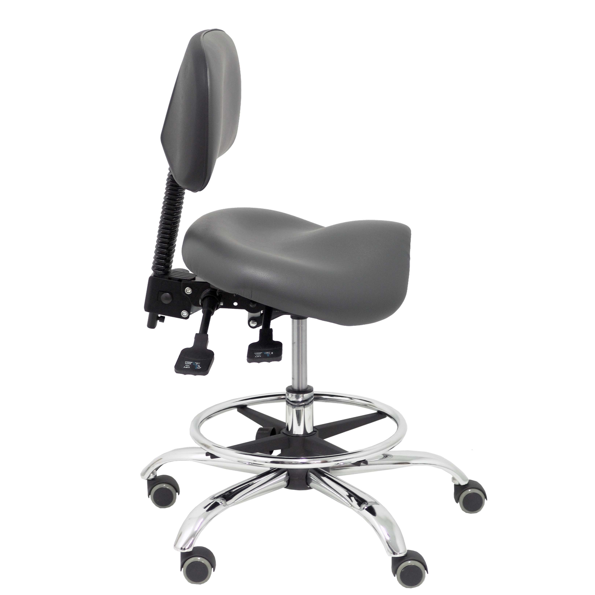 Taburete de oficina Piqueras y Crespo Zarza Similpiel - Ref. fabricante T19ASSP100CRRP - Gris Oscuro
