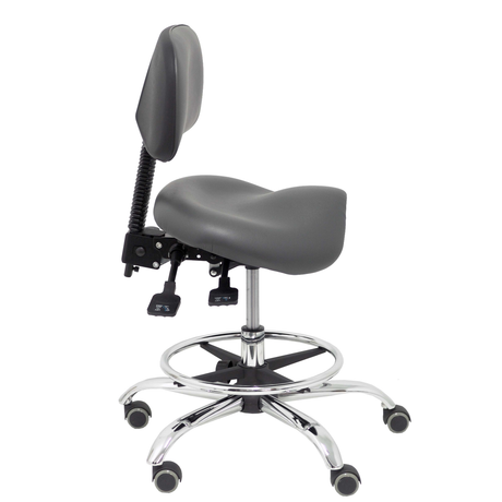 Taburete de oficina Piqueras y Crespo Zarza Similpiel - Ref. fabricante T19ASSP100CRRP - Gris Oscuro