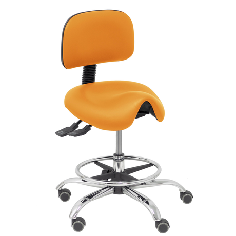 Taburete de oficina Piqueras y Crespo Zarza Similpiel - Ref. fabricante T19ASSP100CRRP - Naranja