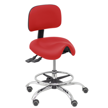 Taburete de oficina Piqueras y Crespo Zarza Similpiel - Ref. fabricante T19ASSP100CRRP - Rojo
