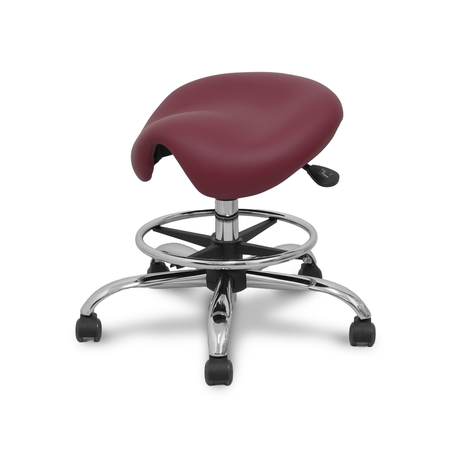 Taburete de oficina Piqueras y Crespo Zarza Similpiel - Ref. fabricante T16BSP933CRRP - Granate