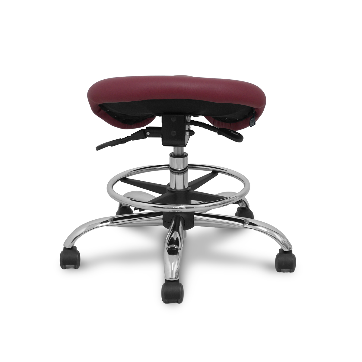 Taburete de oficina Piqueras y Crespo Zarza Similpiel - Ref. fabricante T16BSP933CRRP - Granate