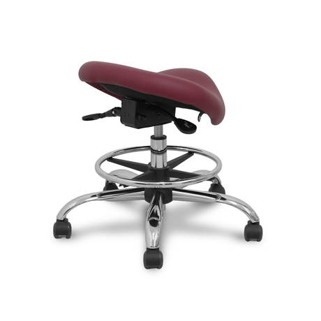 Taburete de oficina Piqueras y Crespo Zarza Similpiel - Ref. fabricante T16BSP933CRRP - Granate