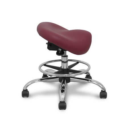Taburete de oficina Piqueras y Crespo Zarza Similpiel - Ref. fabricante T16BSP933CRRP - Granate
