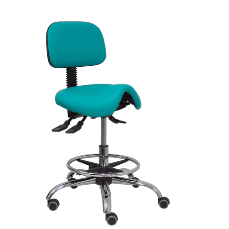 Taburete de oficina Piqueras y Crespo Zarza Similpiel - Ref. fabricante T19ASSP39CRRP - Verde / Turquesa