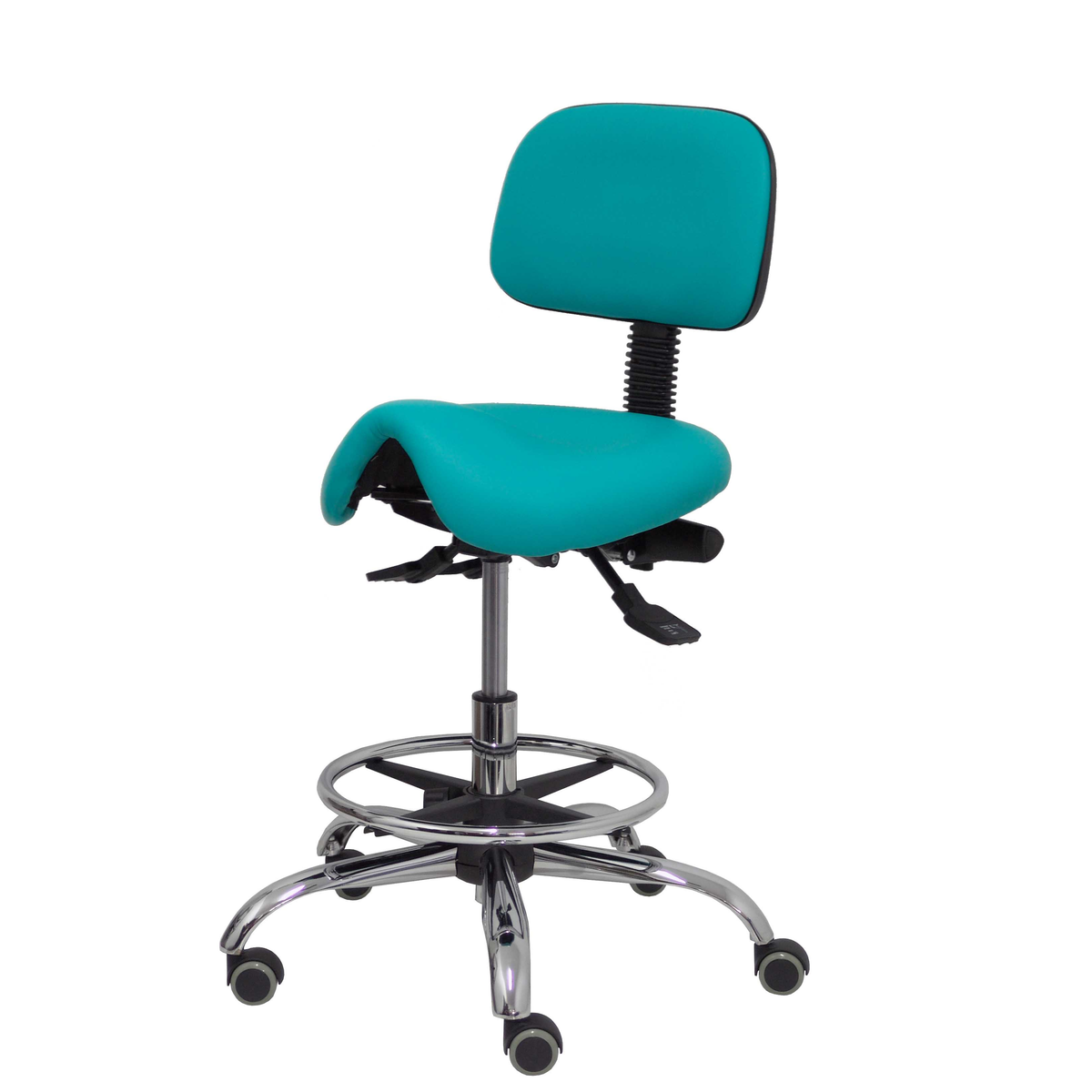 Taburete de oficina Piqueras y Crespo Zarza Similpiel - Ref. fabricante T19ASSP39CRRP - Verde / Turquesa
