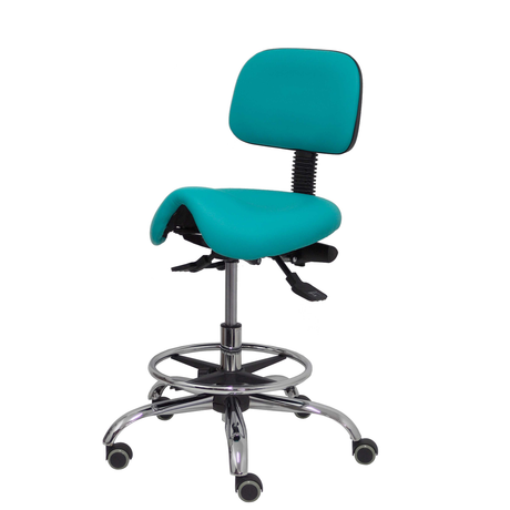 Taburete de oficina Piqueras y Crespo Zarza Similpiel - Ref. fabricante T19ASSP39CRRP - Verde / Turquesa