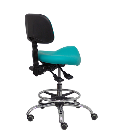 Taburete de oficina Piqueras y Crespo Zarza Similpiel - Ref. fabricante T19ASSP39CRRP - Verde / Turquesa