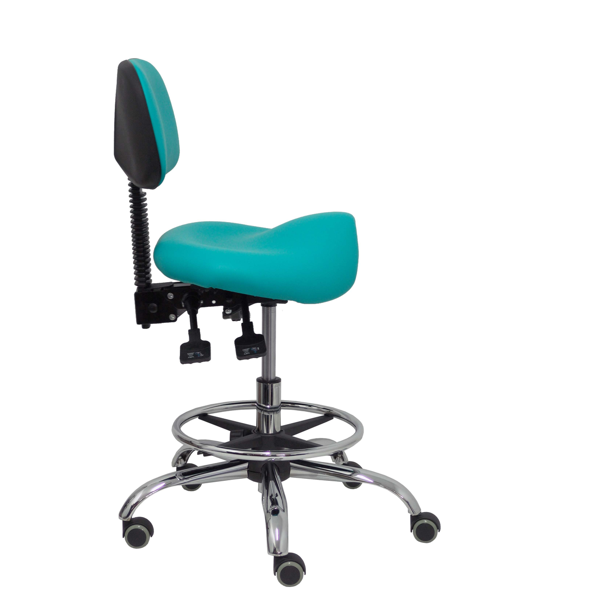 Taburete de oficina Piqueras y Crespo Zarza Similpiel - Ref. fabricante T19ASSP39CRRP - Verde / Turquesa