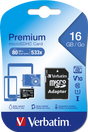 Tarjeta microSDHC Verbatim Premium 16GB Clase 10 con adaptador SD