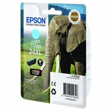 Cartucho de tinta Epson 24XL cian claro original.