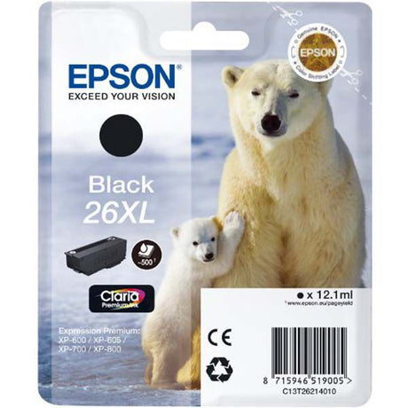 Cartucho de tinta Epson 26XL negro original.