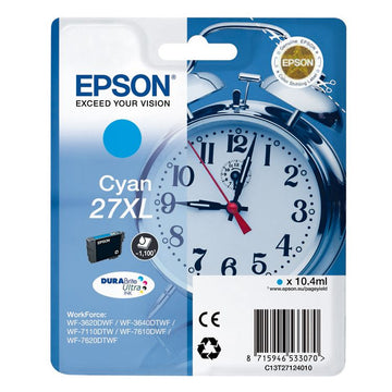 Cartucho de tinta Epson 27XL cian original.