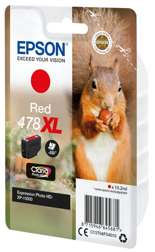 Vista 3 del cartucho de tinta Epson 478XL rojo original.