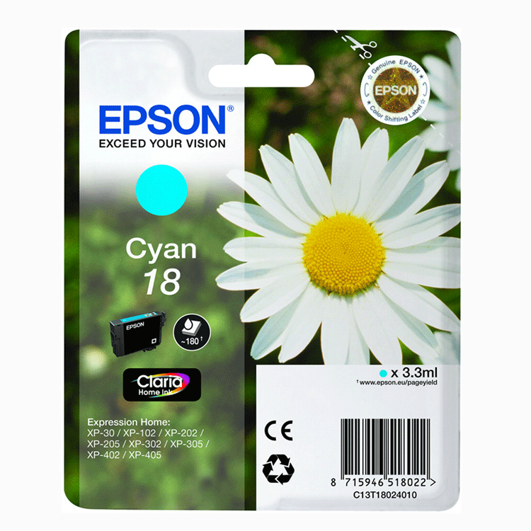 Cartucho de tinta Epson C13T18024022 cian original