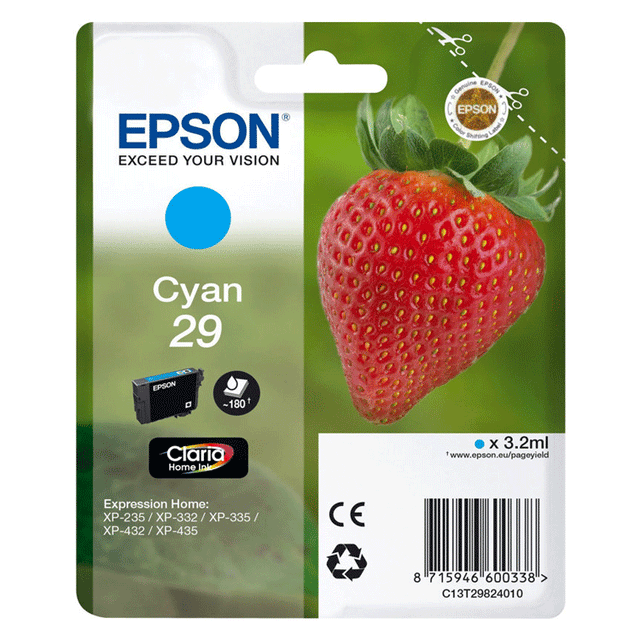 Cartucho de tinta Epson C13T29824022 cian original