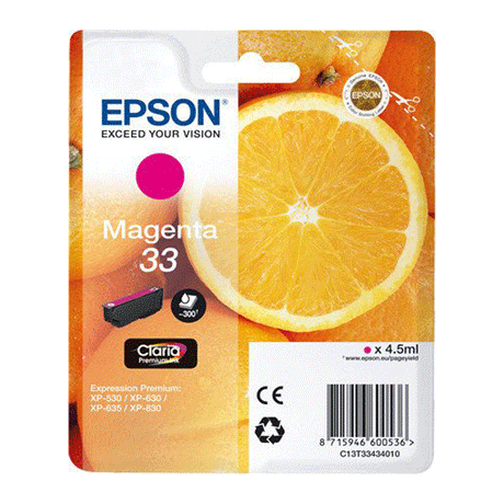 Cartucho de tinta Epson C13T33434022 magenta original