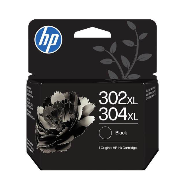 Cartucho de tinta HP 302XL/304XL negro original.