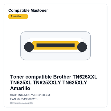 Toner compatible Brother TN625XXL TN625XL TN625XXLY TN625XLY Amarillo