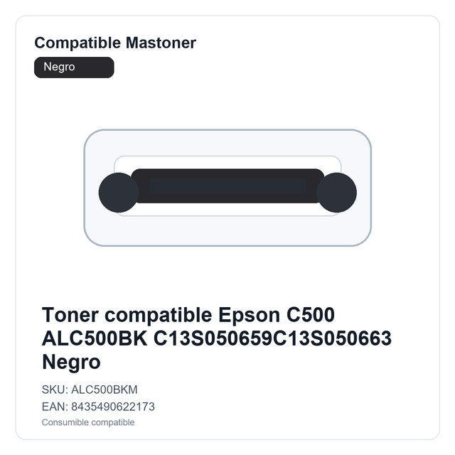 Toner compatible Epson C500 ALC500BK C13S050659C13S050663 Negro