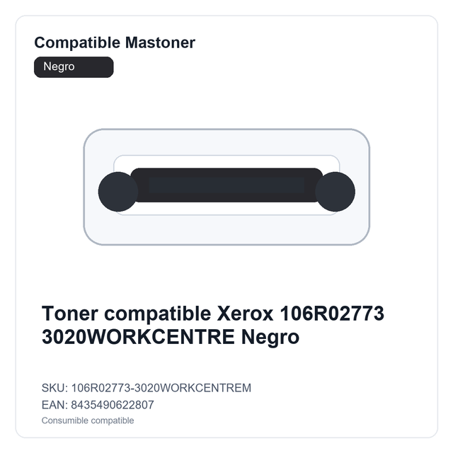 Toner compatible Xerox 106R02773 3020WORKCENTRE Negro