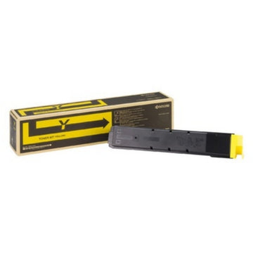 Tóner amarillo original Kyocera TK8600Y, referencia 1T02MNANL0, con caja y cartucho.